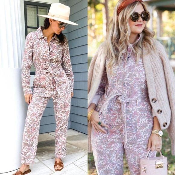 Anthropologie Paisley denim utility jumpsuit size small - Picture 1 of 8